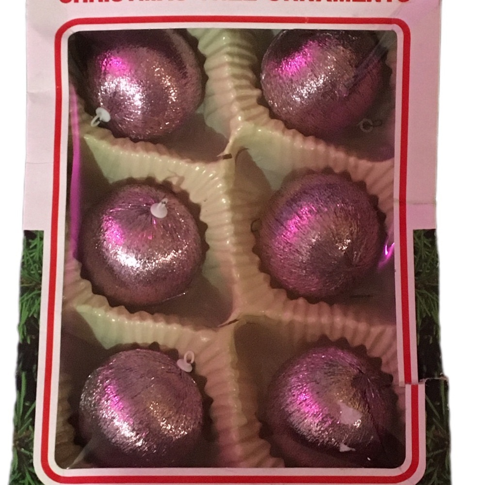 Glittery Pink Christmas Ornaments Set
